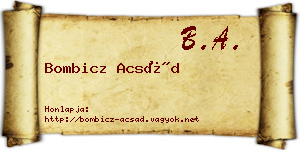 Bombicz Acsád névjegykártya
